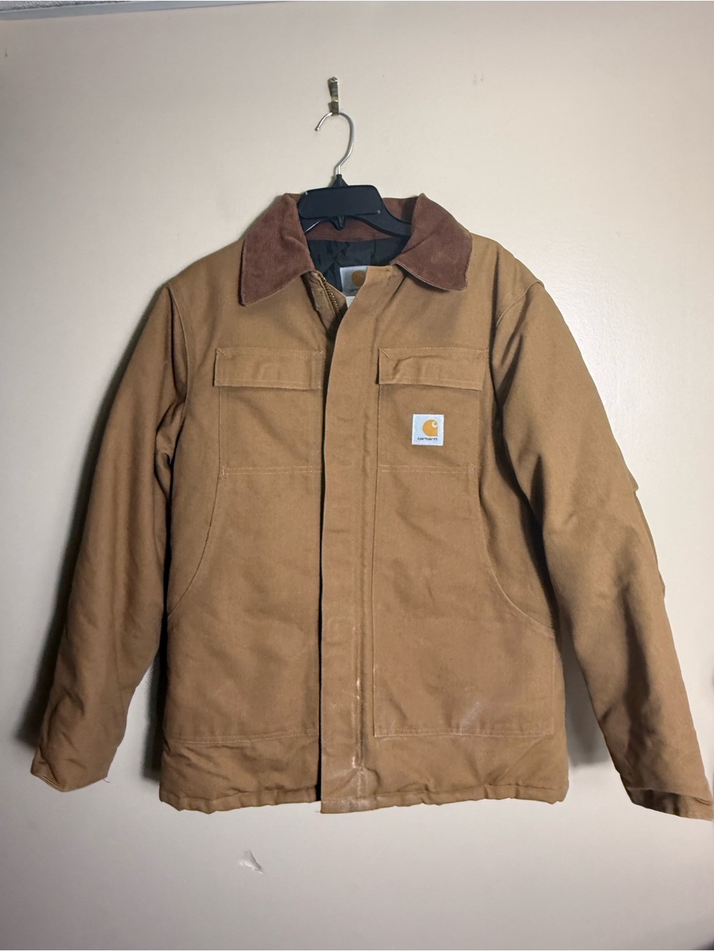 Carhartt Duck Chore Coat Jacket Brown Quilt Lined Workwear Size L